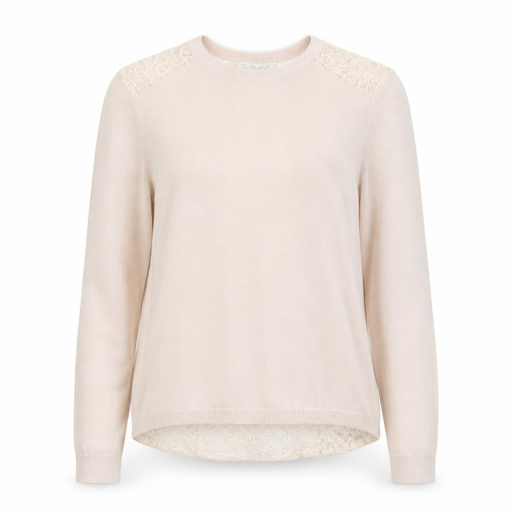 Dorothy Perkins Womens Beige Round Neck Viscose Pullover Jumper Size 8 - Lace Details