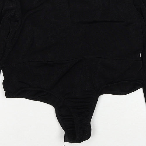 Boohoo Womens Black Polyester Bodysuit One-Piece Size 10 Snap