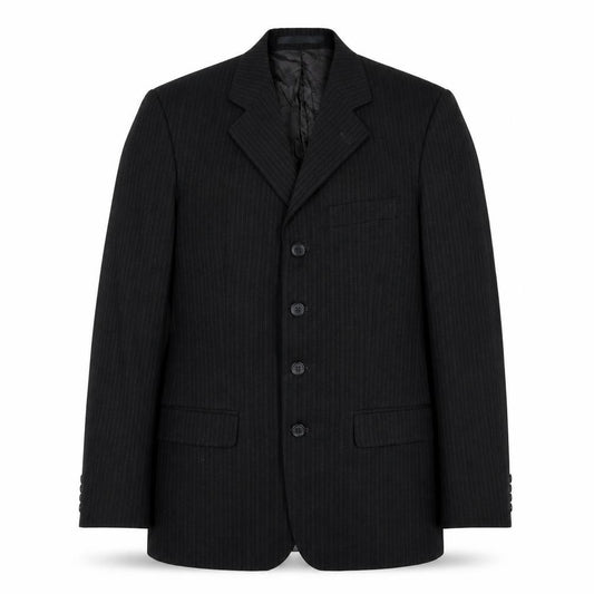 Front view of Principles men’s black striped wool jacket suit jacket, size 38, regular