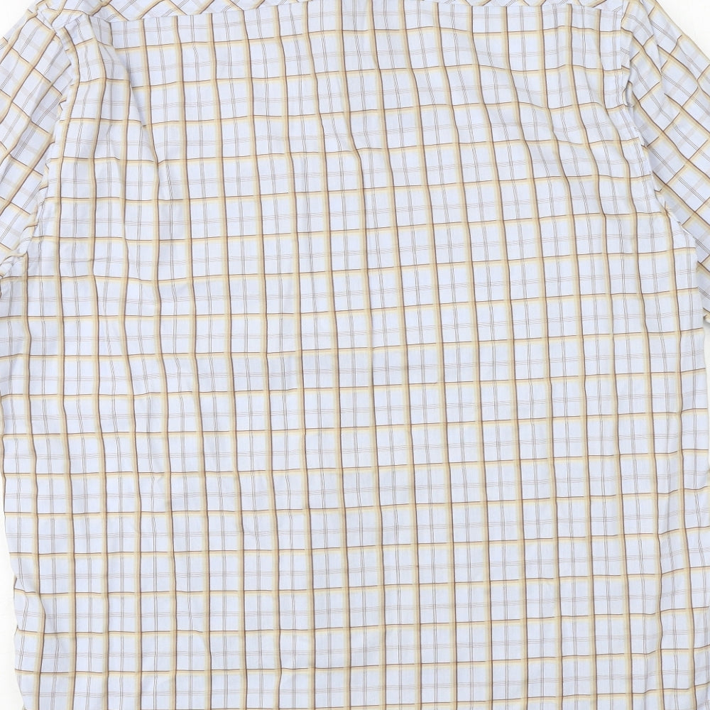 ARMANDO Mens Blue Check 100% Cotton Button-Up Size XL Collared Button