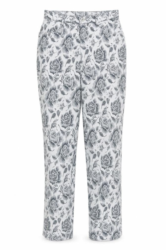 oktavia Womens Grey Floral Cotton Straight Jeans Size 12 Regular Zip