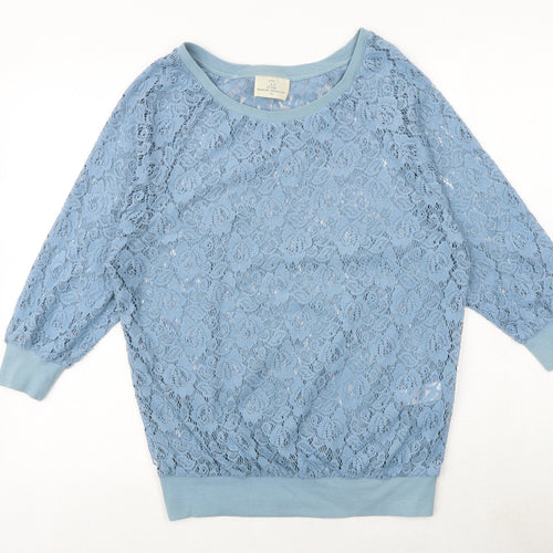 NEXT Womens Blue Polyester Basic Blouse Size 10 Boat Neck