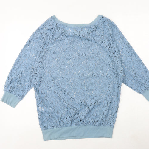 NEXT Womens Blue Polyester Basic Blouse Size 10 Boat Neck