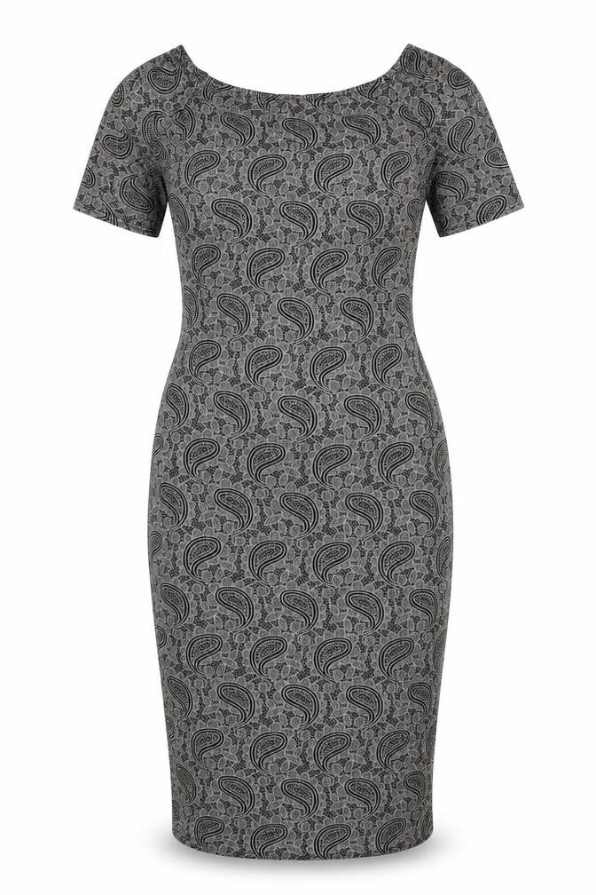 Club L Womens Black Paisley Polyester Bodycon Size 10 Boat Neck Pullover