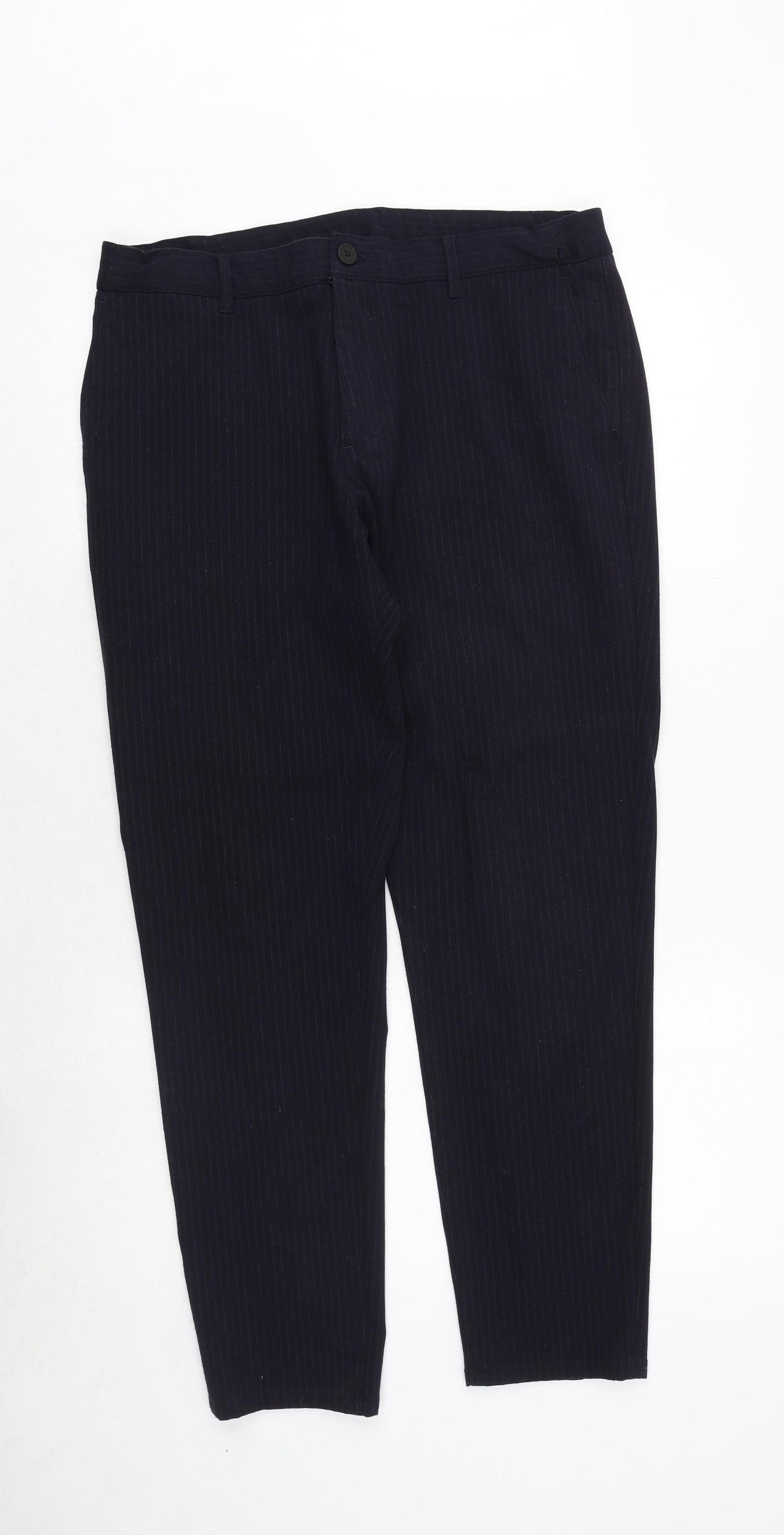 Zara Mens Blue Polyester 2 Piece Suit Trousers Size L Regular Zip