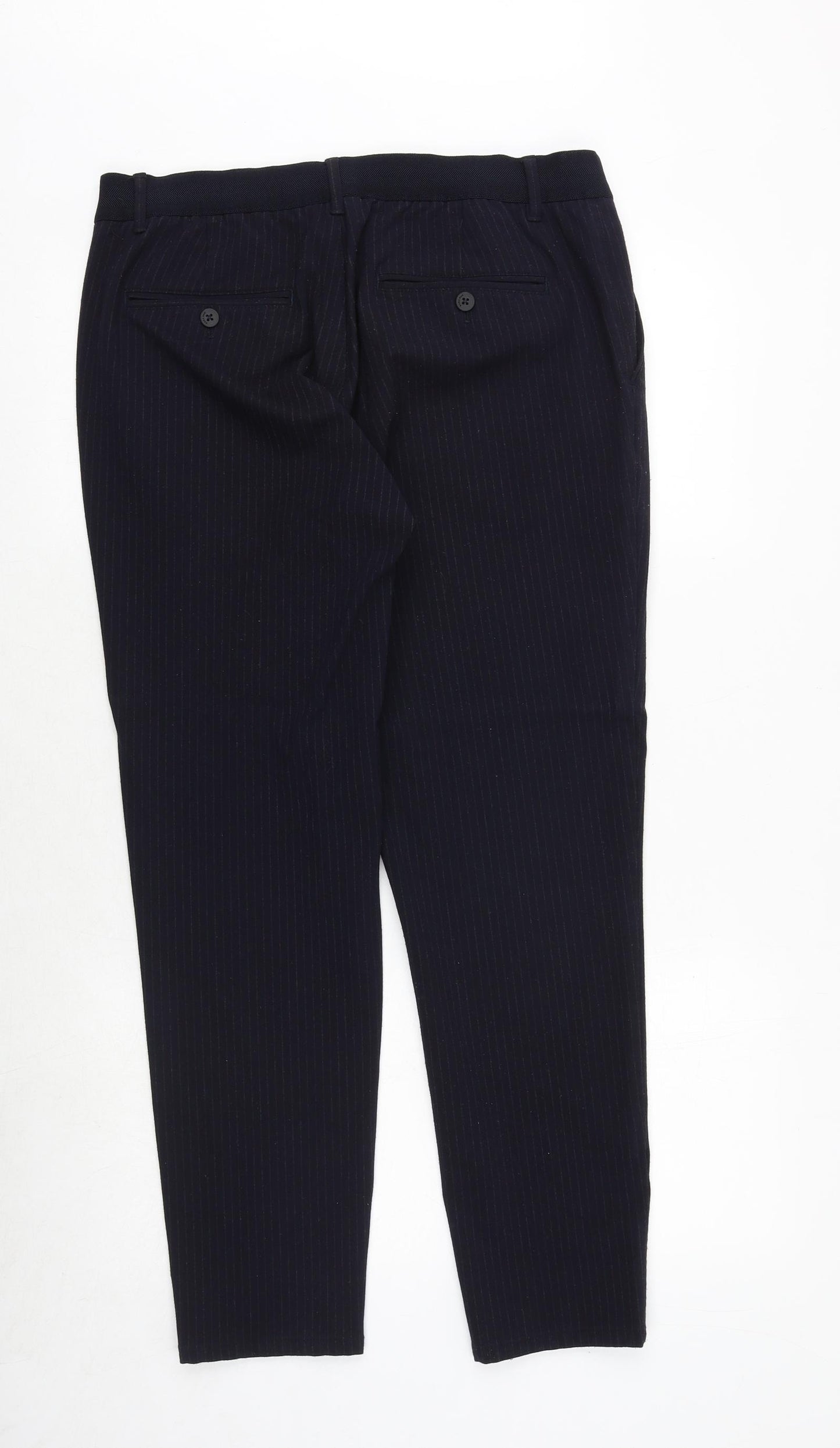 Zara Mens Blue Polyester 2 Piece Suit Trousers Size L Regular Zip
