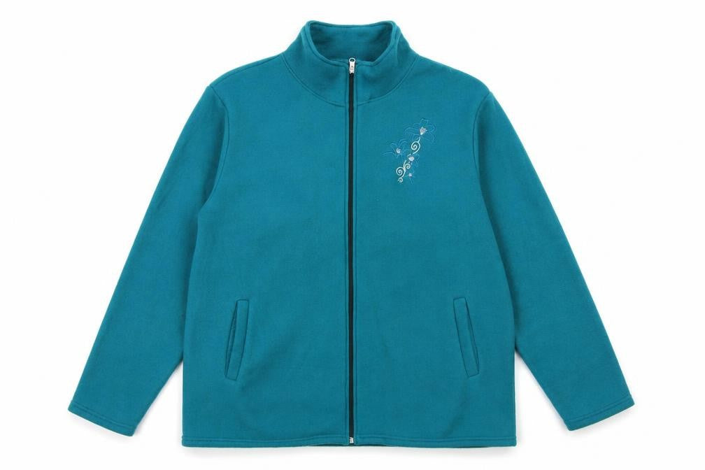 Front view of Anna De Lancay women’s green jacket, size XL, zip