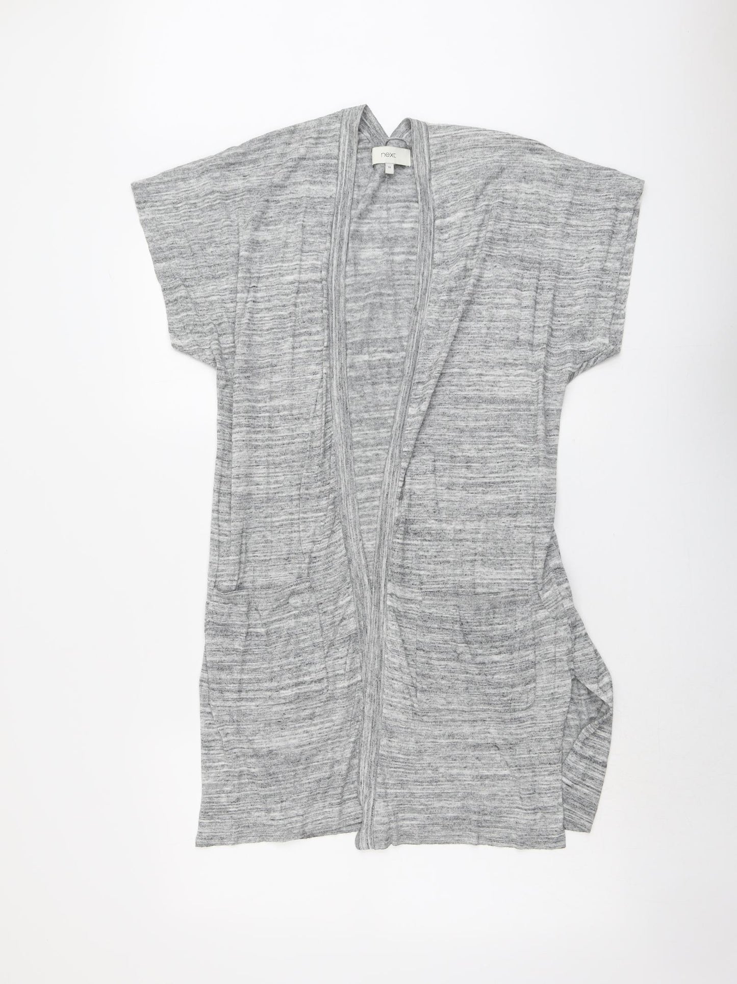 NEXT Womens Grey V-Neck Cotton Cardigan Jumper Size 10