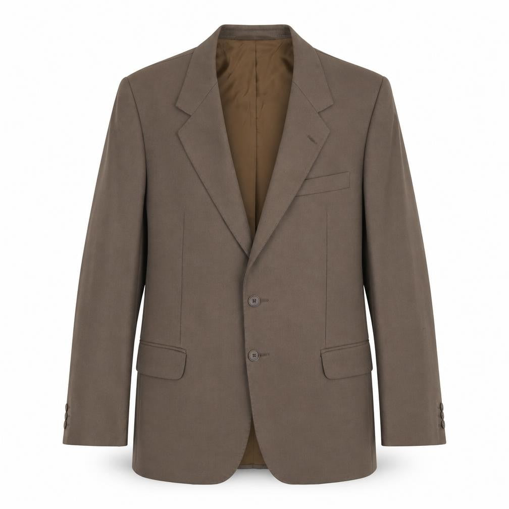 Front view of Francis Galay men’s brown wool jacket suit jacket, size M, regular