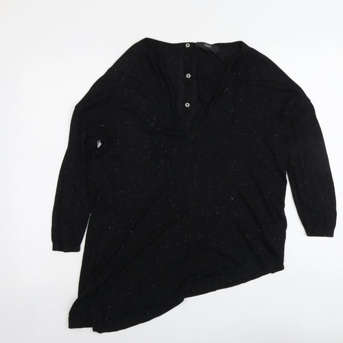 NEXT Womens Black V-Neck Viscose Pullover Jumper Size 14 - Glitter