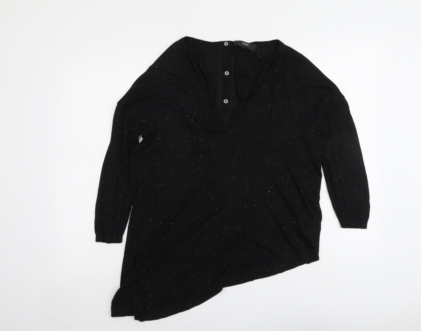 NEXT Womens Black V-Neck Viscose Pullover Jumper Size 14 - Glitter
