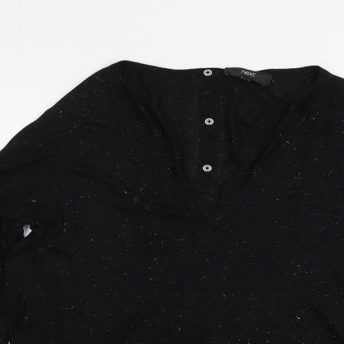 NEXT Womens Black V-Neck Viscose Pullover Jumper Size 14 - Glitter