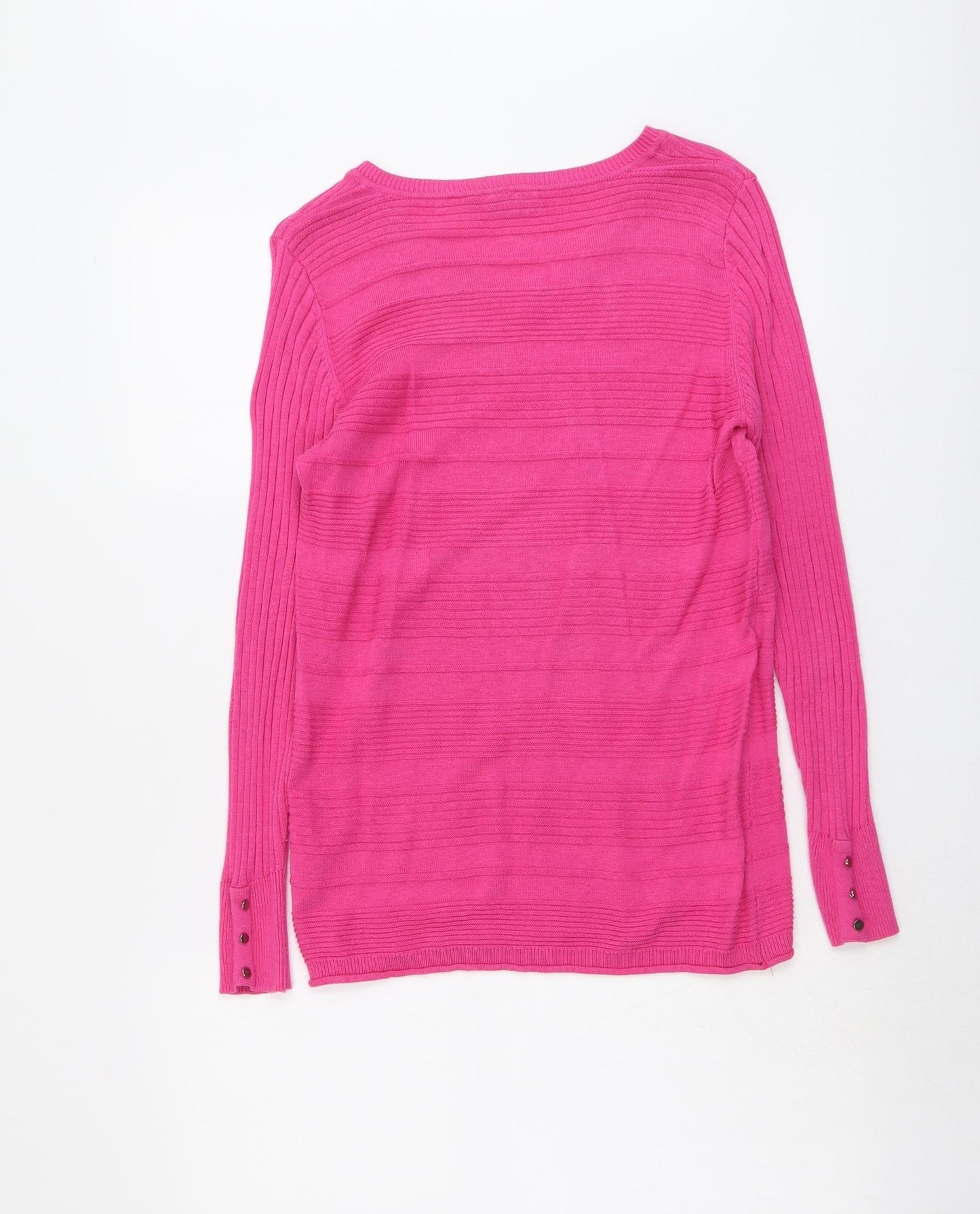 Fransa Womens Pink V-Neck Cotton Pullover Jumper Size XS - Textured