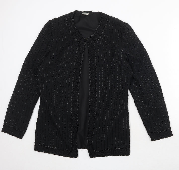 Canada Womens Black Polyester Jacket Blazer Size 10 - Beaded