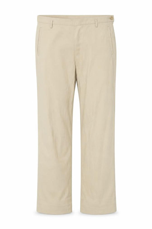 Front view of Episode women’s beige nylon trousers, size UK 12, regular zip