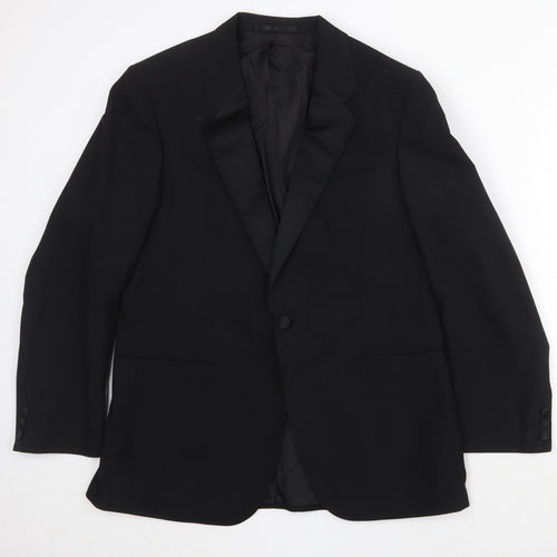 Simon Mens Black Wool Tuxedo Suit Jacket Size 40 Regular
