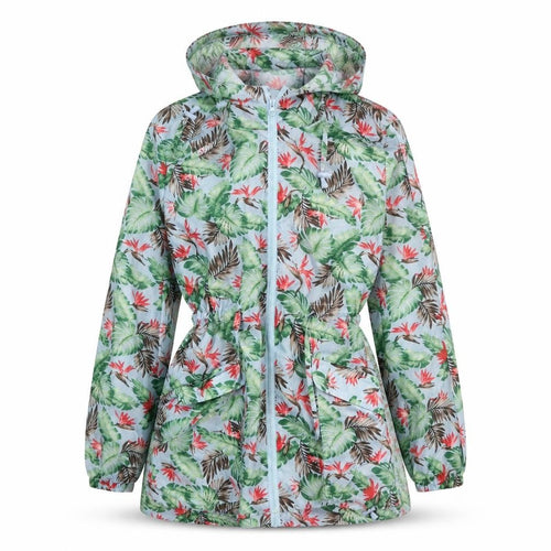 Harvey & Jones Womens Blue Geometric Rain Coat Coat Size 12 Zip