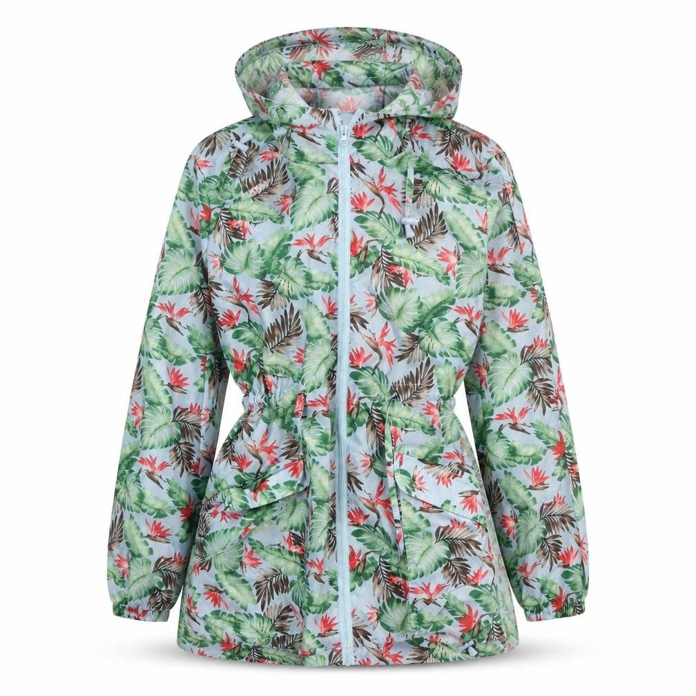 Harvey & Jones Womens Blue Geometric Rain Coat Coat Size 12 Zip