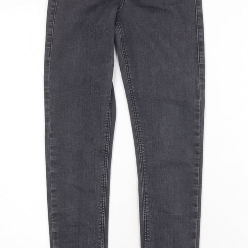 Topshop Womens Grey Herringbone Cotton Skinny Jeans Size 24 in Regular Zip