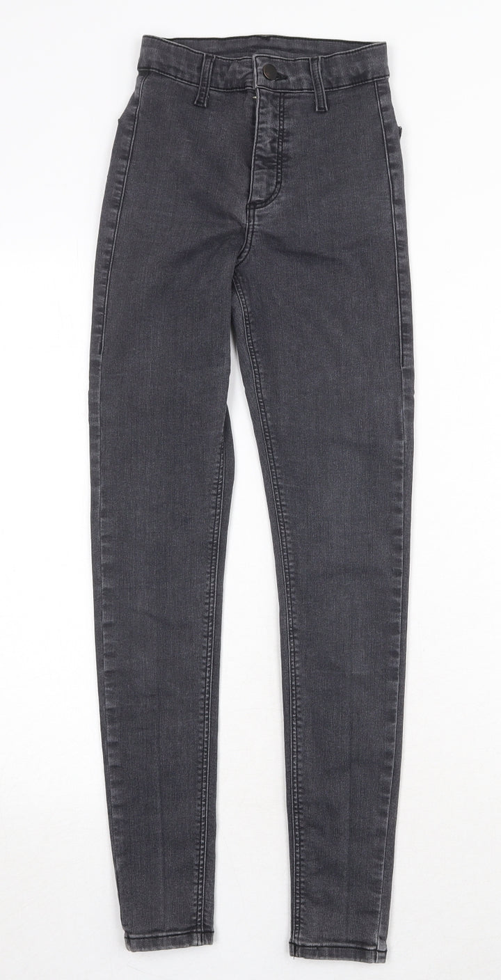 Topshop Womens Grey Herringbone Cotton Skinny Jeans Size 24 in Regular Zip