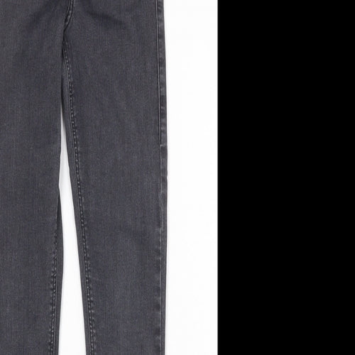 Topshop Womens Grey Herringbone Cotton Skinny Jeans Size 24 in Regular Zip