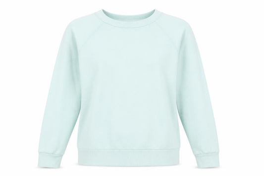 Front view of Divided by H&M women’s blue polyester pullover sweatshirt, size L, pullover