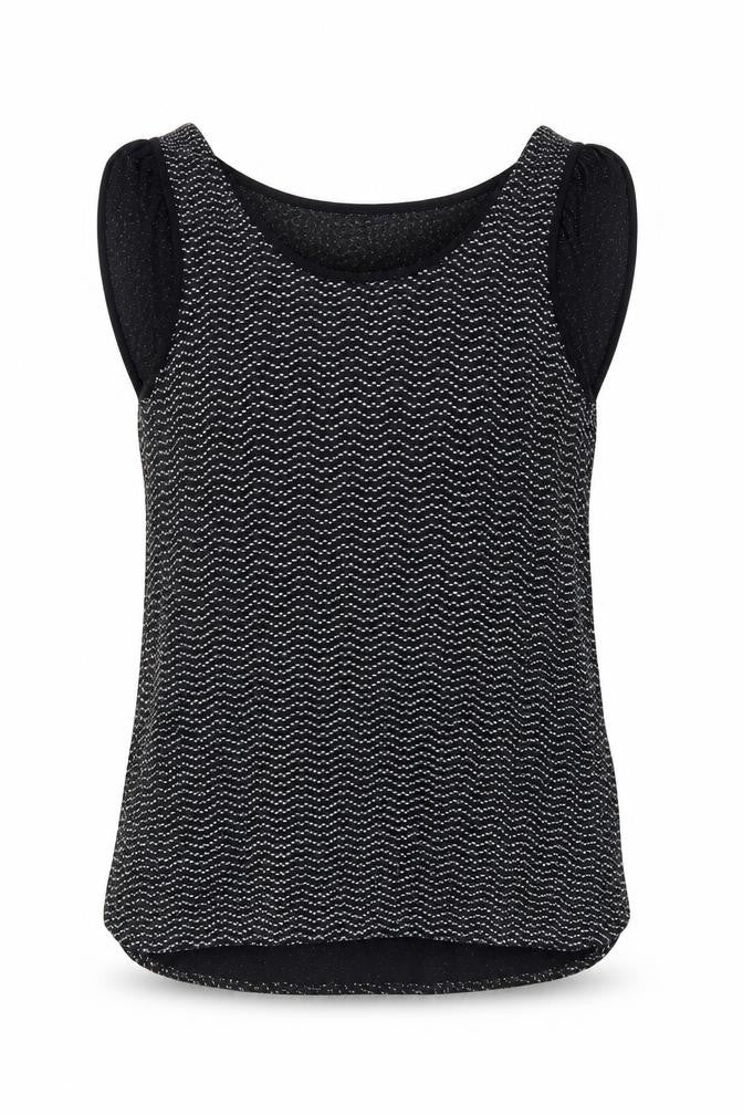 Oasis Womens Black Geometric Polyamide Basic Tank Size M Round Neck