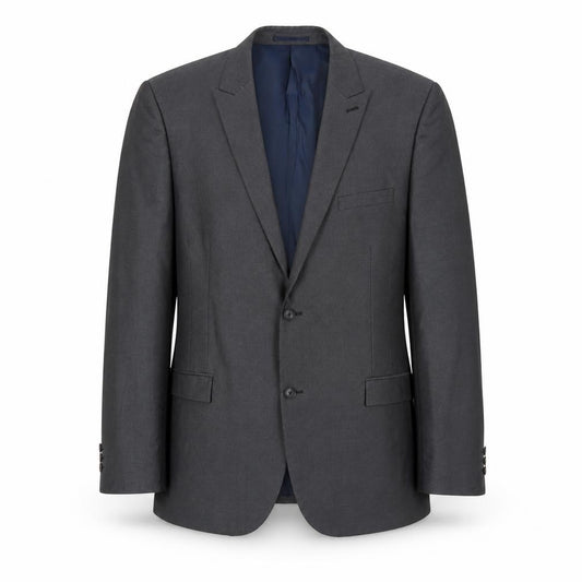 Front view of Next men’s grey polyester jacket suit jacket, size 46, regular