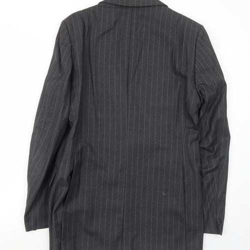 Austin Reed Mens Grey Striped Polyester Jacket Suit Jacket Size 38 Regular