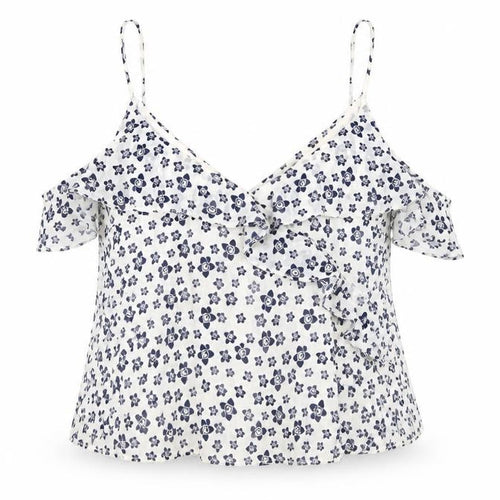 Topshop Womens White Floral Polyester Camisole Tank Size 14 V-Neck