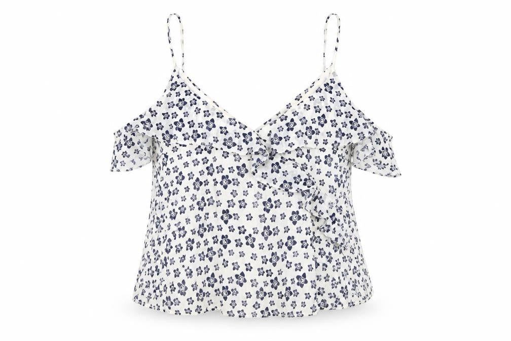 Topshop Womens White Floral Polyester Camisole Tank Size 14 V-Neck