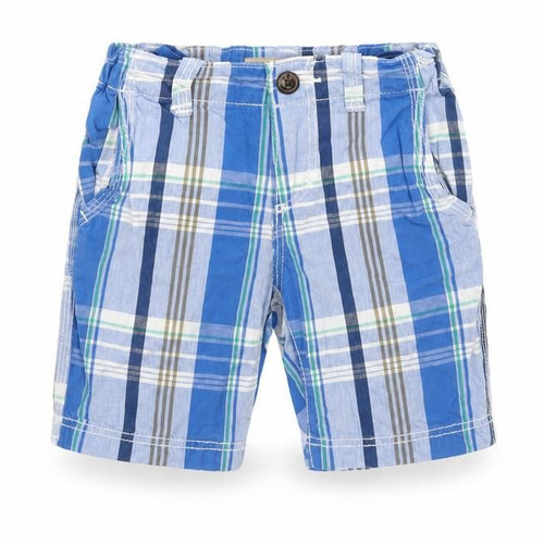 H&M Boys Blue Plaid Cotton Bermuda Shorts Size 2 Years Regular Zip