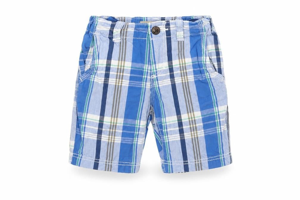 H&M Boys Blue Plaid Cotton Bermuda Shorts Size 2 Years Regular Zip