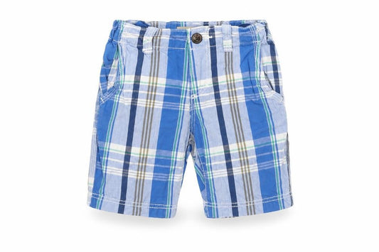 H&M Boys Blue Plaid Cotton Bermuda Shorts Size 2 Years Regular Zip