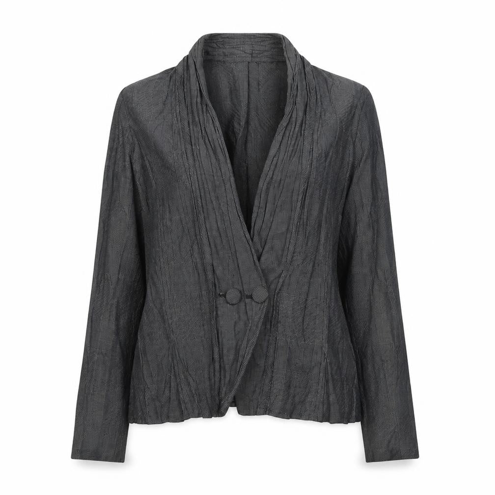 Front view of Marie Mero women’s grey jacket blazer, size UK 12, button