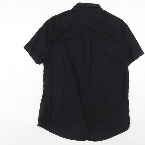 Burton Mens Black Cotton Button-Up Size L Collared Button