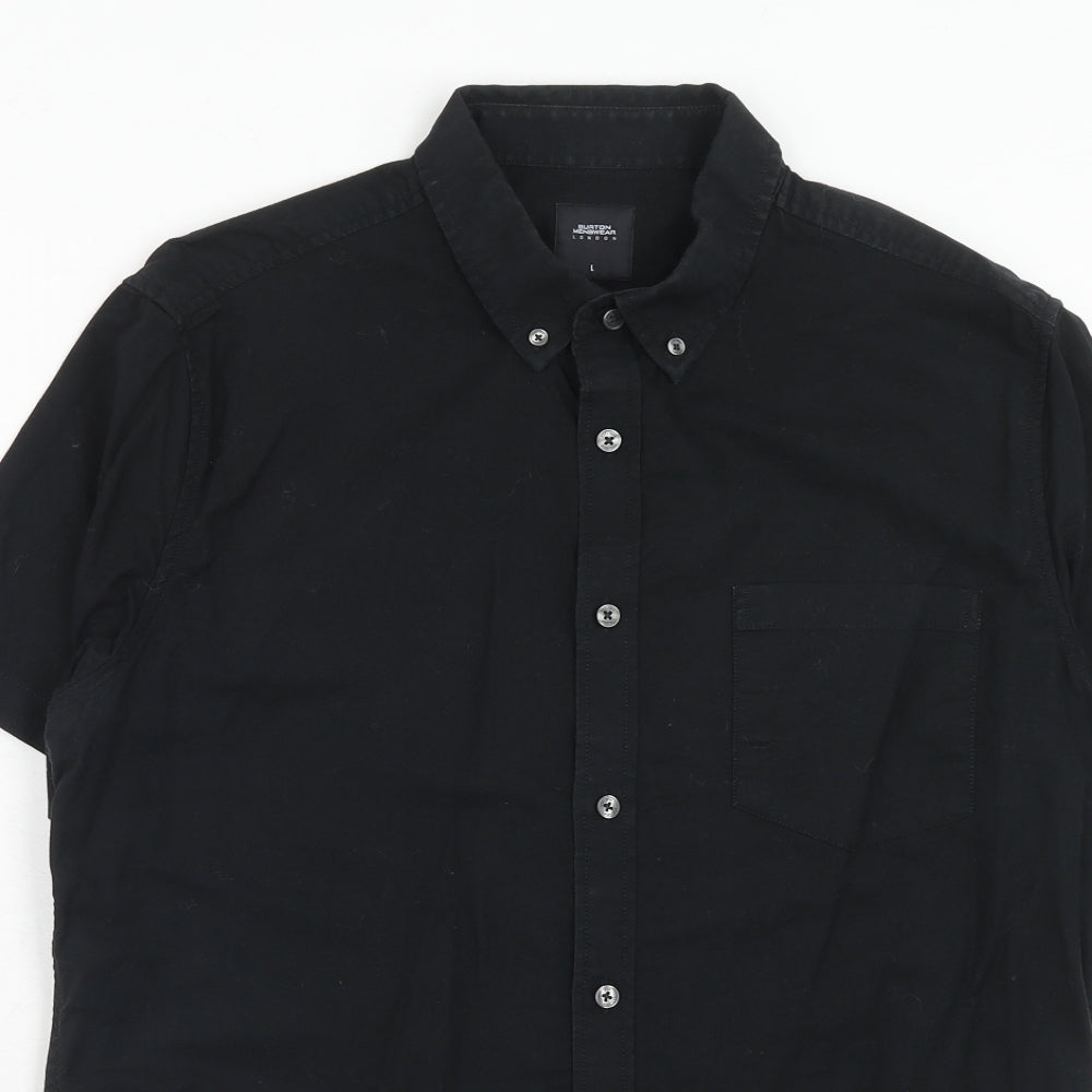 Burton Mens Black Cotton Button-Up Size L Collared Button