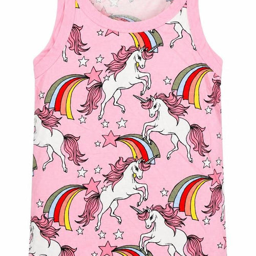 NEXT Girls Pink Geometric Cotton Pullover Tank Size 12 Years Boat Neck Pullover - Unicorn Print