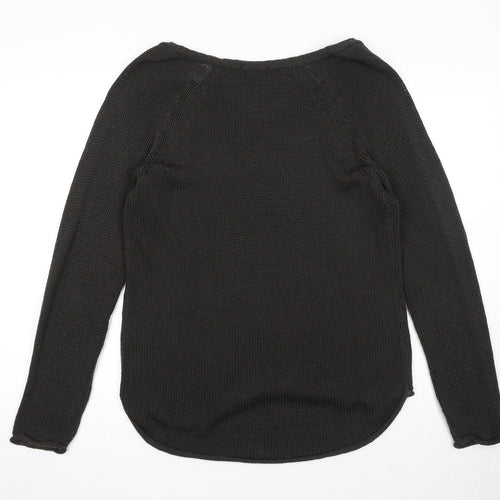 H&M Womens Brown V-Neck Acrylic Pullover Jumper Size M