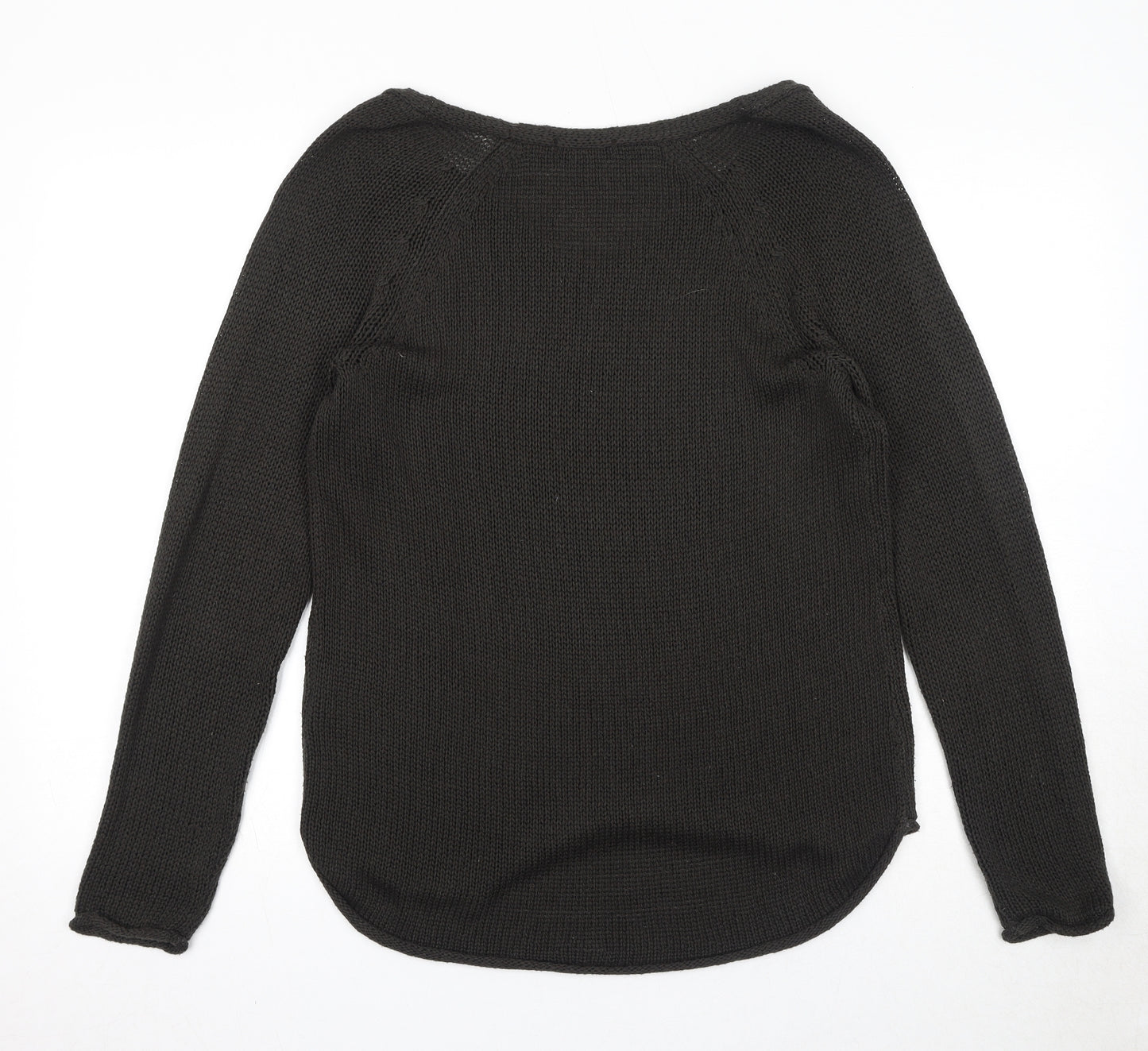 H&M Womens Brown V-Neck Acrylic Pullover Jumper Size M