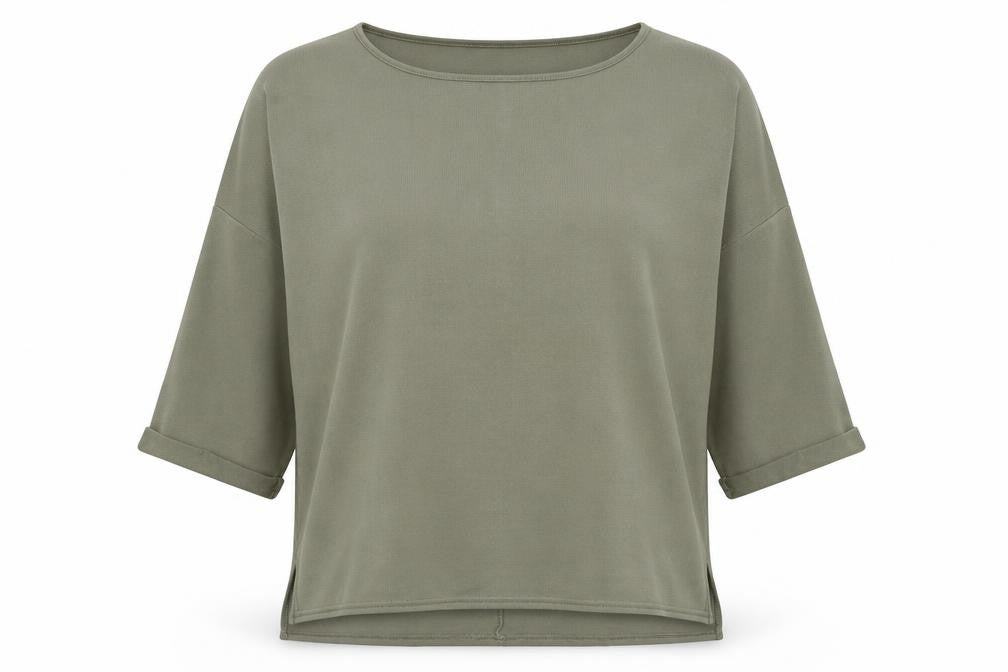 Front view of New Look women’s green round neck polyester jumper, size M