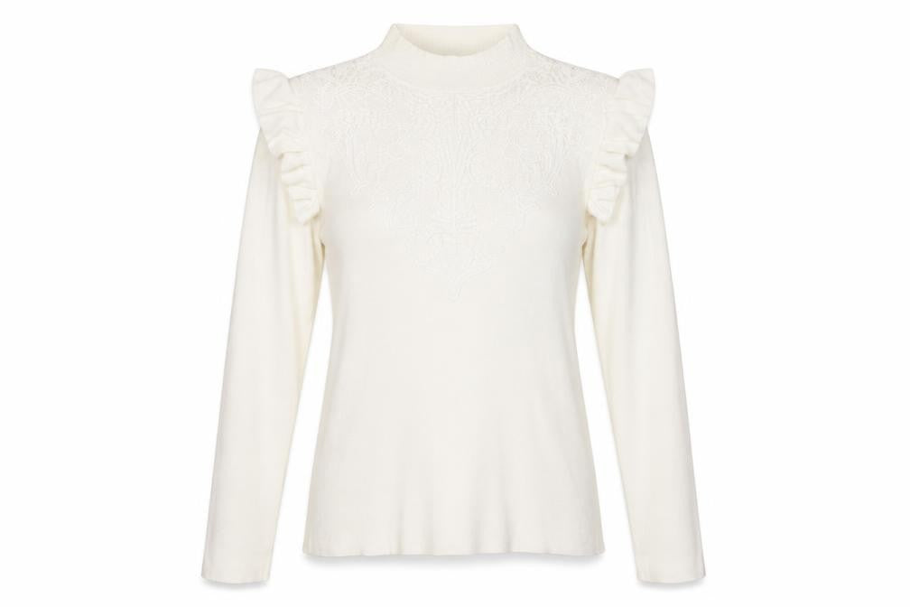 Front view of Chi Chi women’s white mock neck polyester jumper, size L