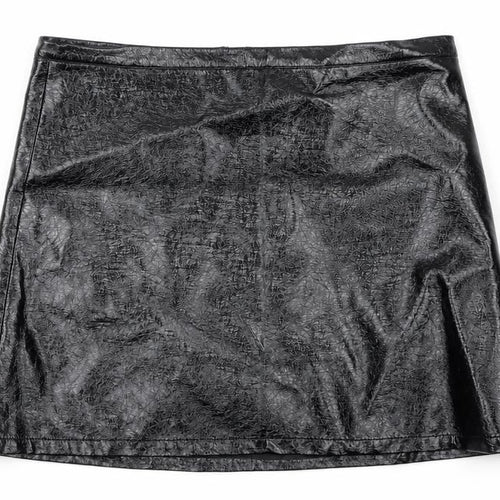 Marks and Spencer Womens Black Viscose A-Line Skirt Size 12 Zip