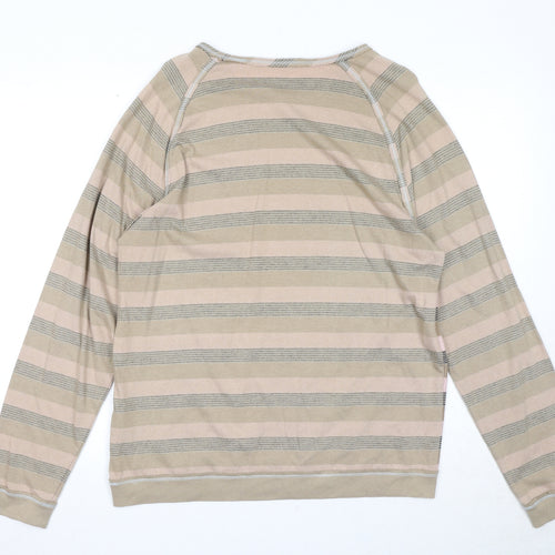 Ted Baker Mens Beige Striped Cotton T-Shirt Size XL Round Neck Pullover