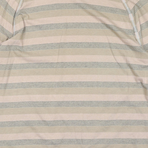 Ted Baker Mens Beige Striped Cotton T-Shirt Size XL Round Neck Pullover