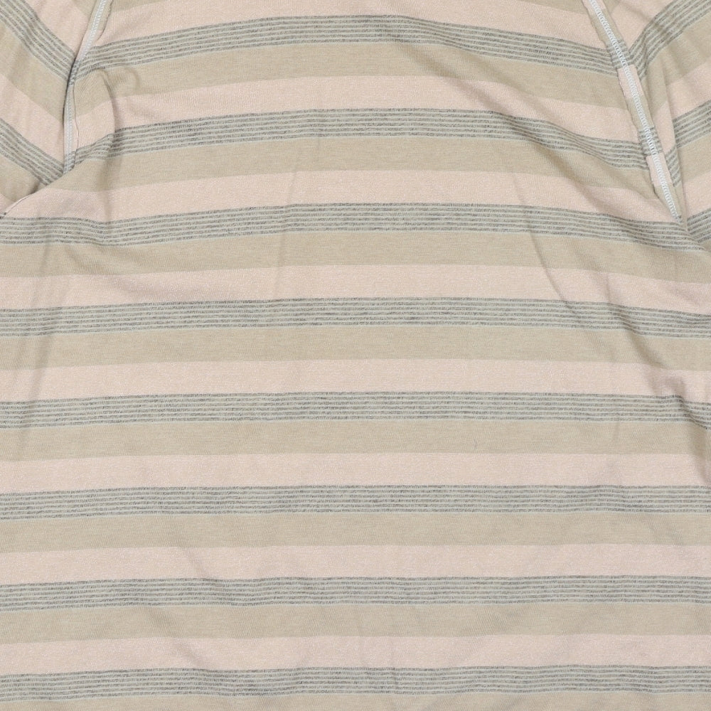 Ted Baker Mens Beige Striped Cotton T-Shirt Size XL Round Neck Pullover