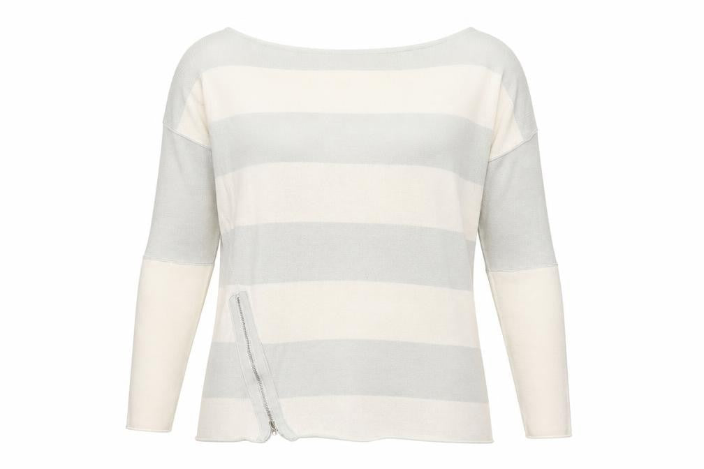 Hunkydory Womens Green Boat Neck Striped 100% Cotton Pullover Jumper Size XS