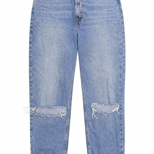 ASOS Womens Blue Cotton Straight Jeans Size 30 in Regular Zip