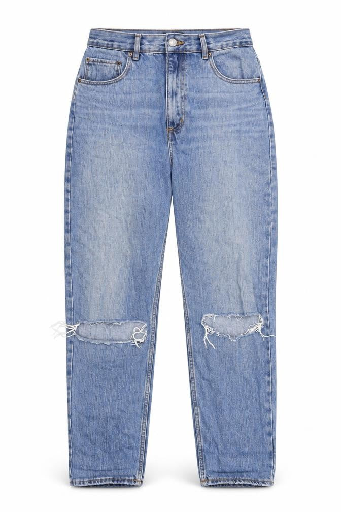 ASOS Womens Blue Cotton Straight Jeans Size 30 in Regular Zip