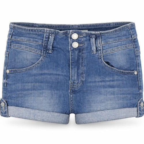 Topshop Womens Blue Cotton Hot Pants Shorts Size 28 Regular Zip